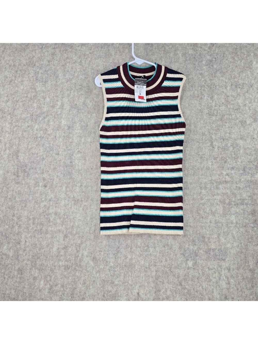 Rue21 Womens Sleeveless Knit Tank Top Multicolor Stripe Ribbed M Rayon Blend